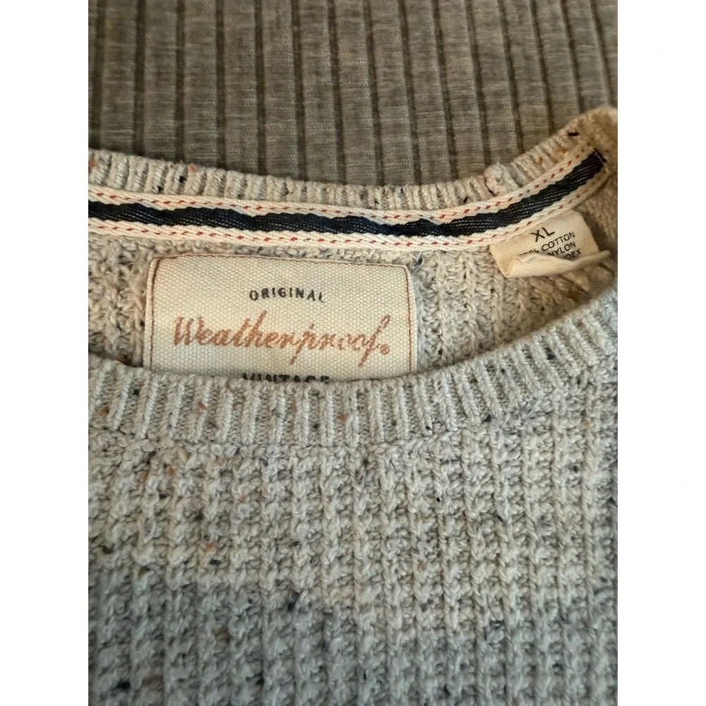 Weatherproof‎ Vintage Mens XL Cream Donegal Waffle Knit Raglan Crewneck Sweater